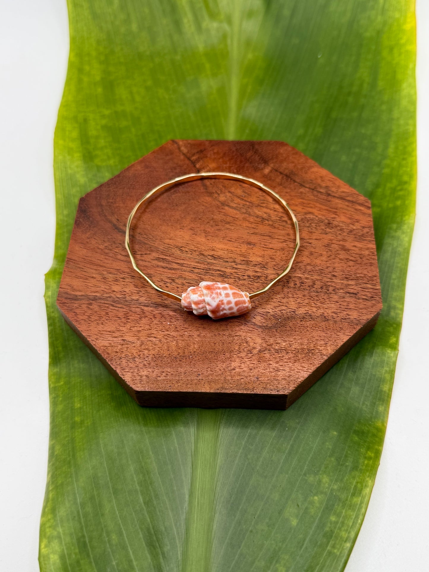 7" Miter Shell Bangle Gold Filled