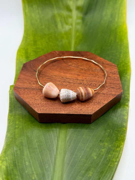 8.5" Trio Cone Shell Bangle Gold Filled