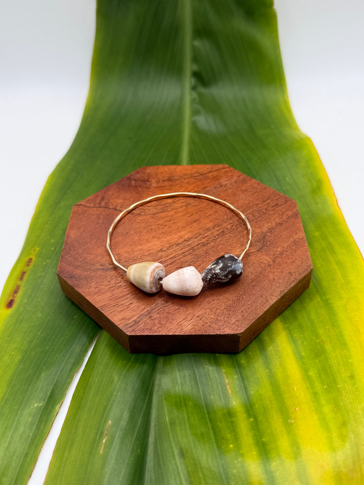 7.5” Triple Cone Shell Bangle Gold Filled