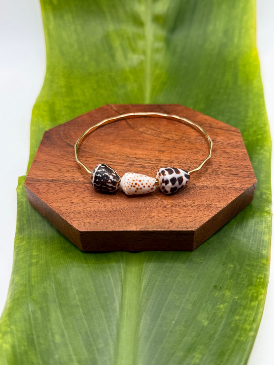 8" Trio Cone Shell Bangle Gold Filled