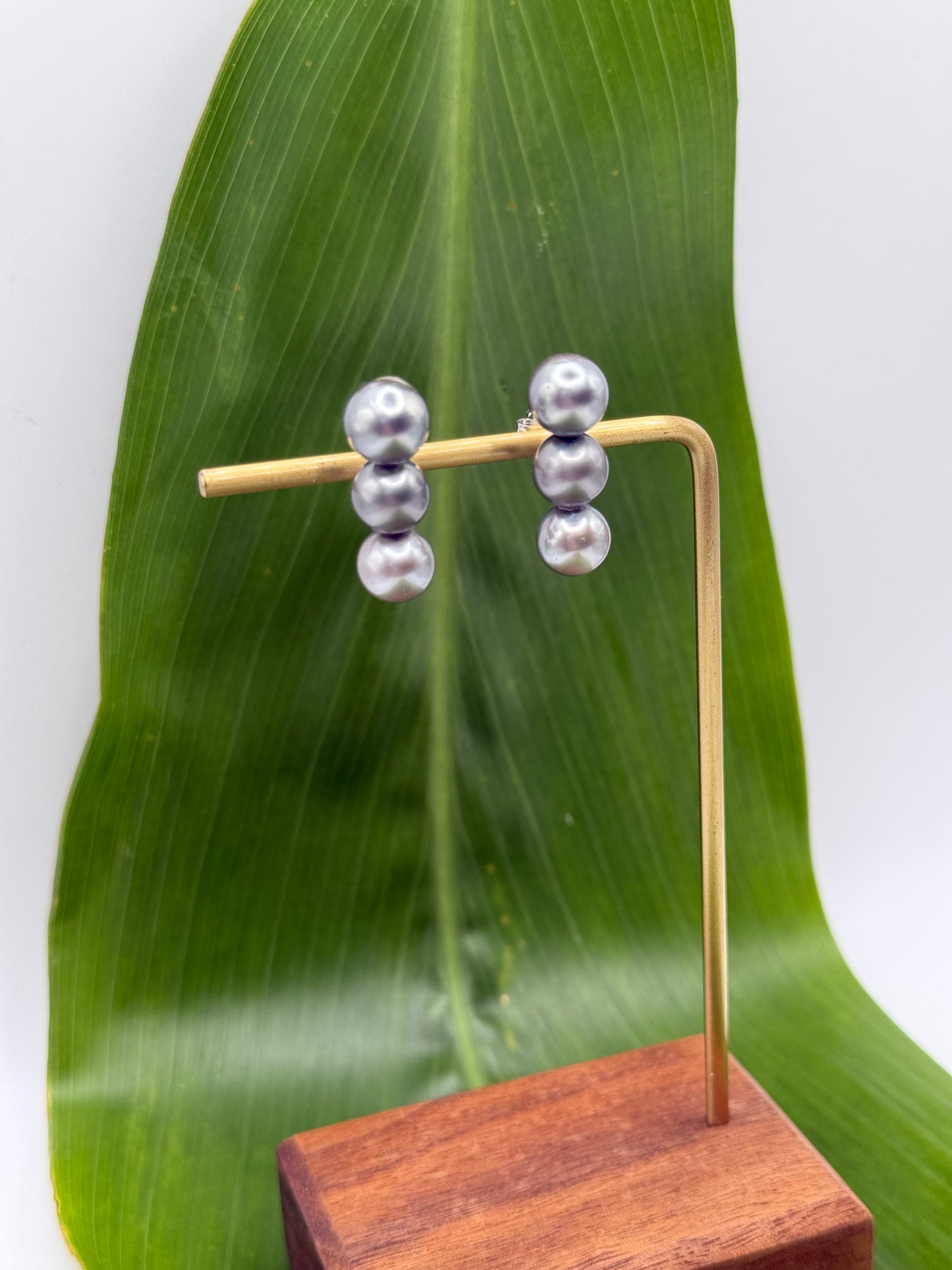 Triple Tahitian Pearl Studs
