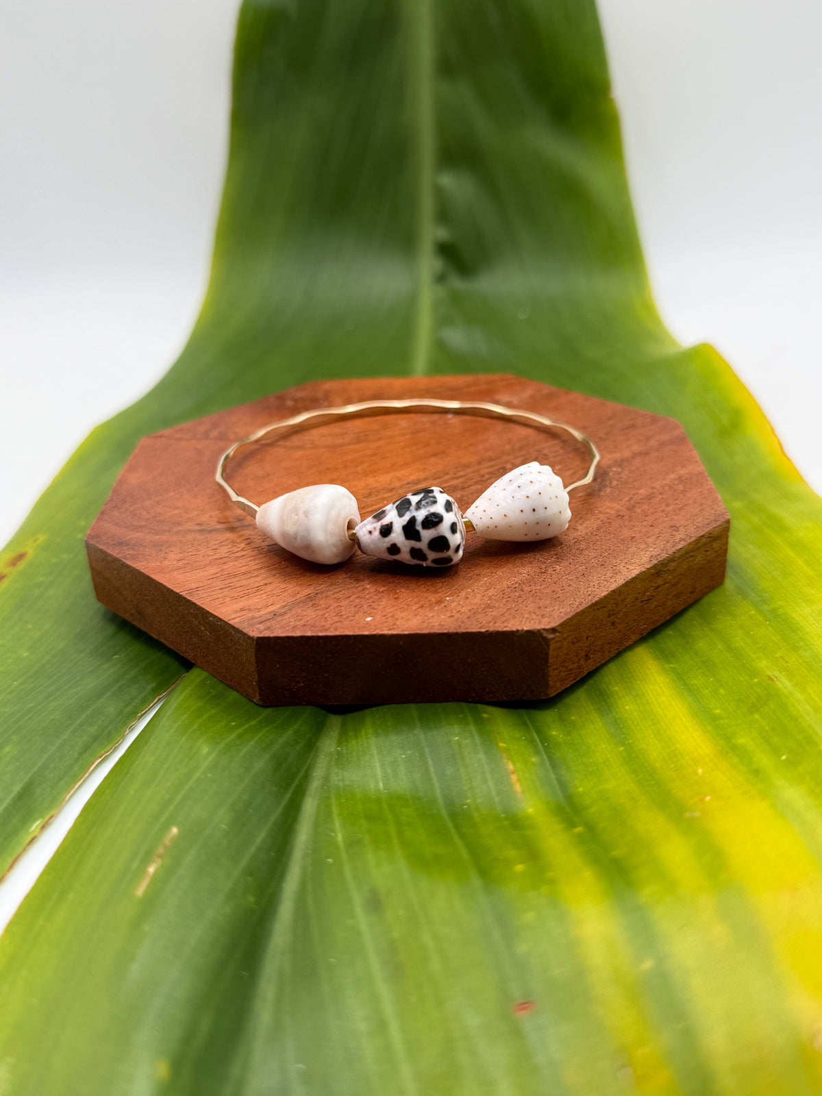 8” Triple Cone Shell Bangle Gold Filled