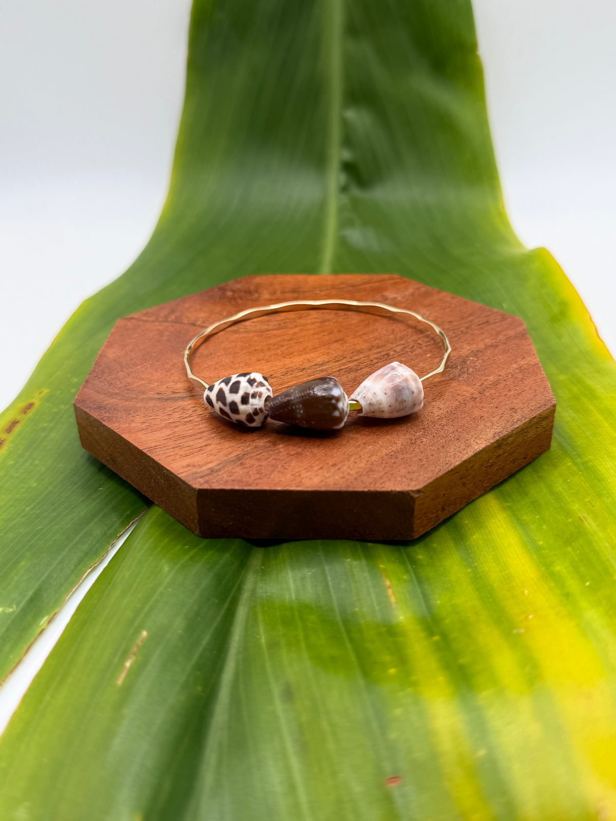 7.5” Triple Cone Shell Bangle Gold Filled