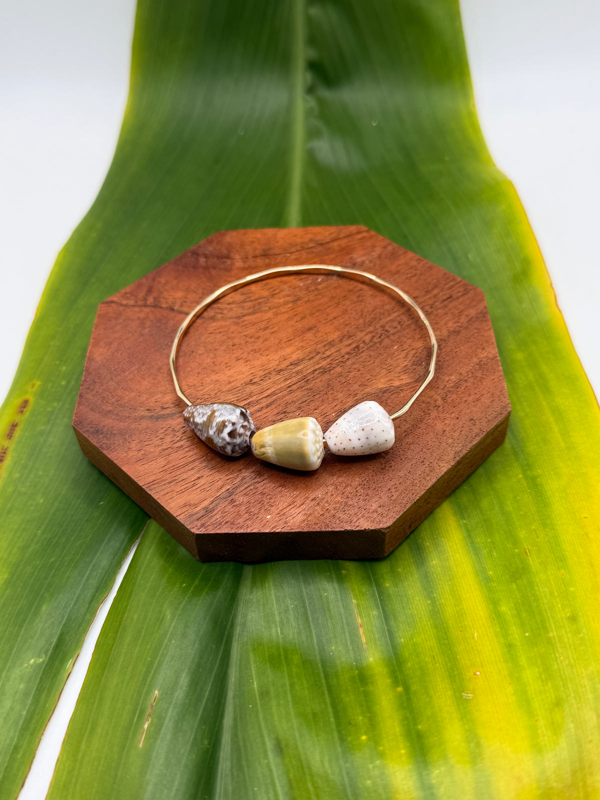 8” Triple Cone Shell Bangle Gold Filled