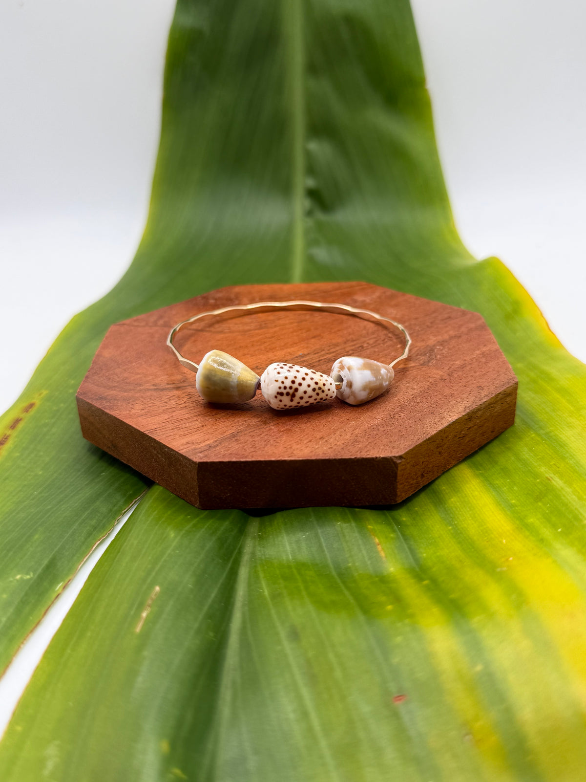 7.5” Triple Cone Shell Bangle Gold Filled