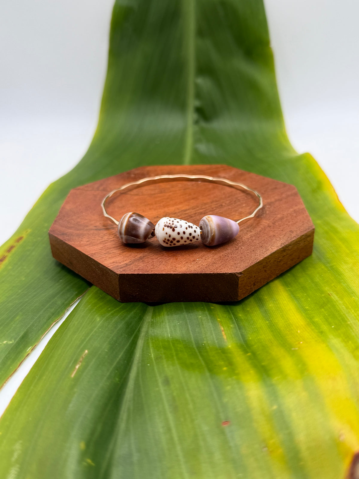 8” Triple Cone Shell Bangle Gold Filled