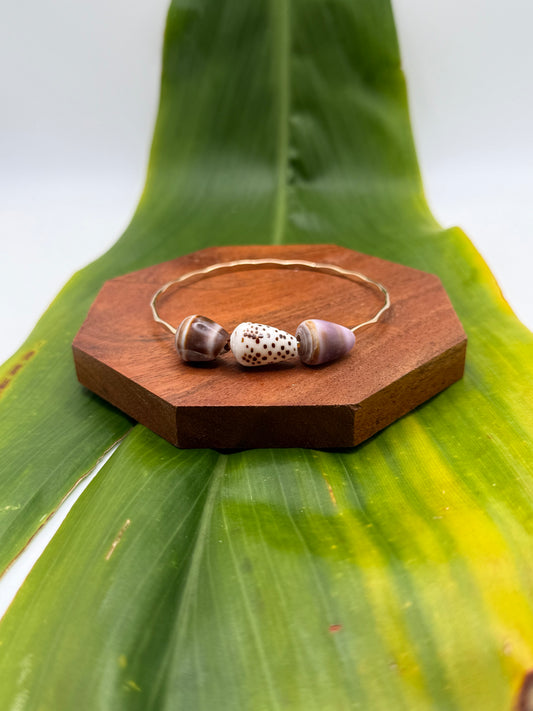 8” Triple Cone Shell Bangle Gold Filled