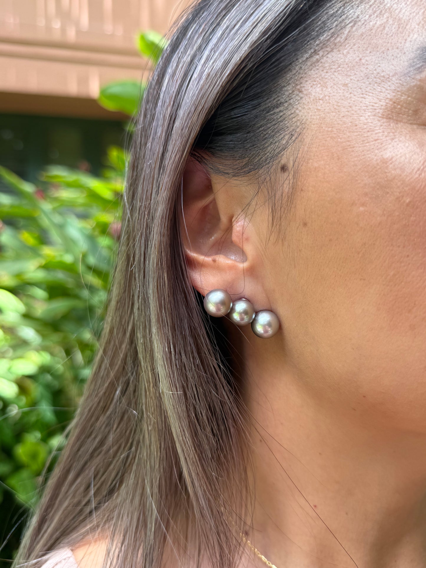 Triple Tahitian Pearl Studs