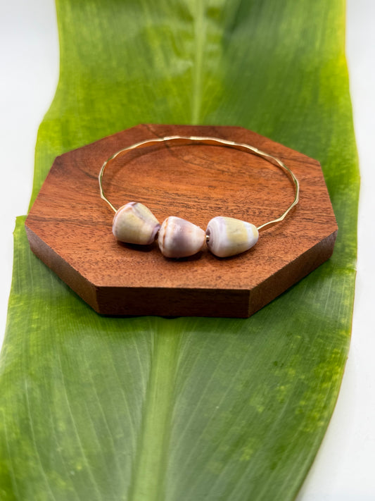 8.5" Trio Cone Shell Bangle Gold Filled