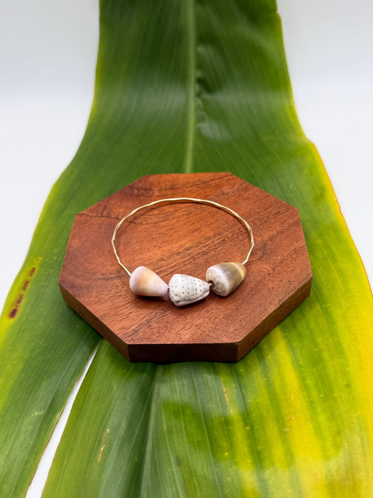 7.5” Triple Cone Shell Bangle Gold Filled