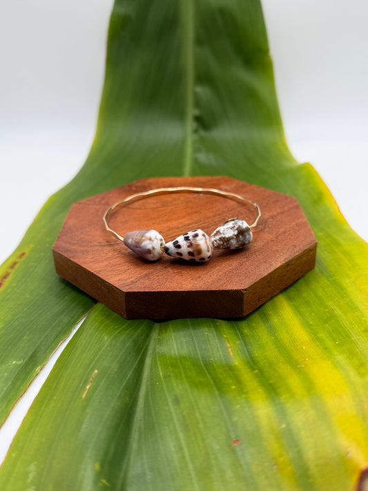 8” Triple Cone Shell Bangle Gold Filled