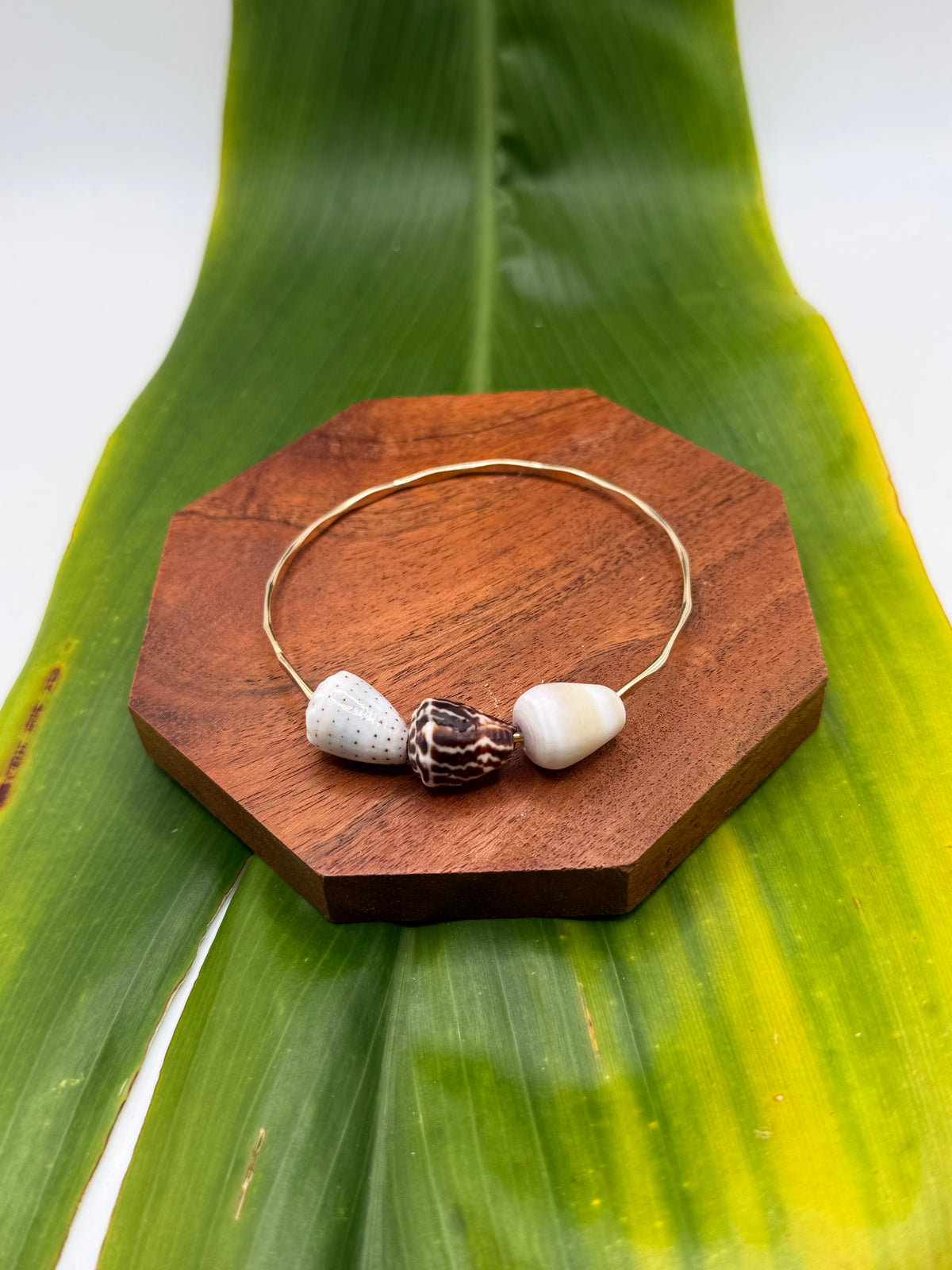 8” Triple Cone Shell Bangle Gold Filled