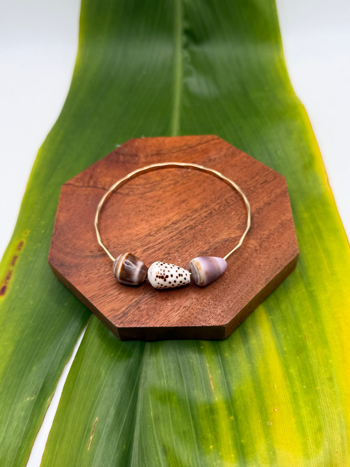 8” Triple Cone Shell Bangle Gold Filled