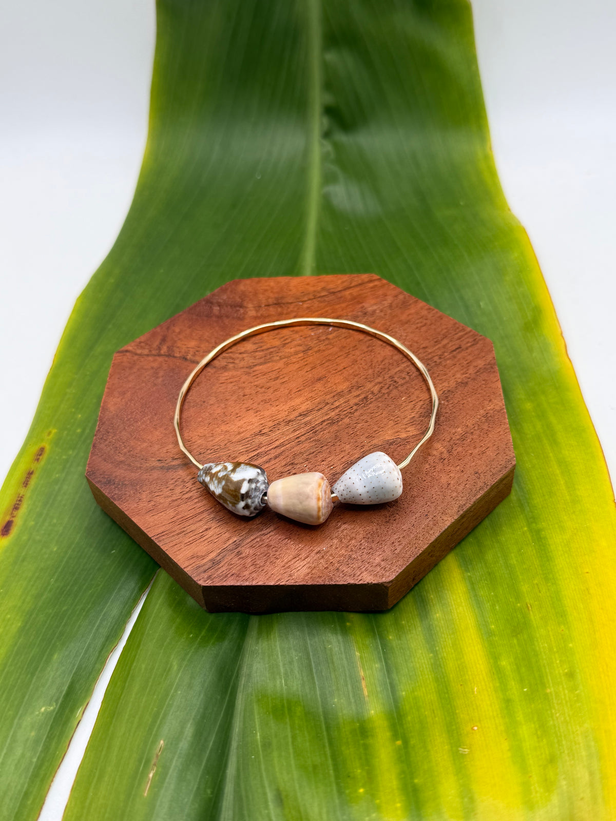 8” Triple Cone Shell Bangle Gold Filled