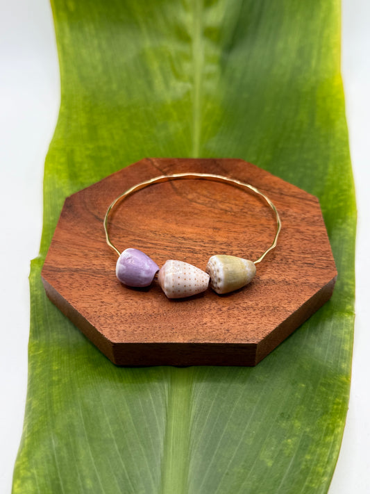 8" Trio Cone Shell Bangle Gold Filled