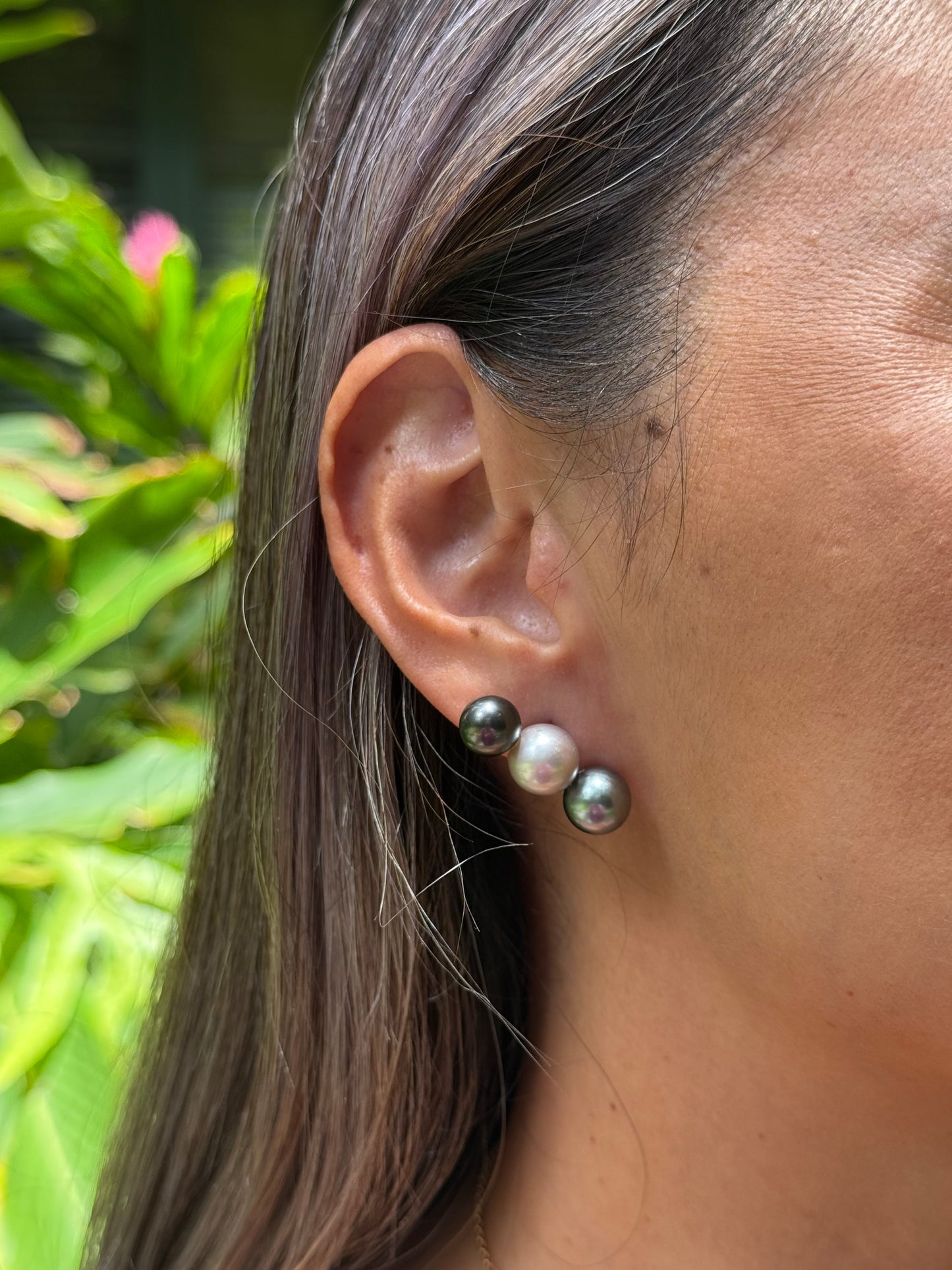 Triple Tahitian Pearl Studs