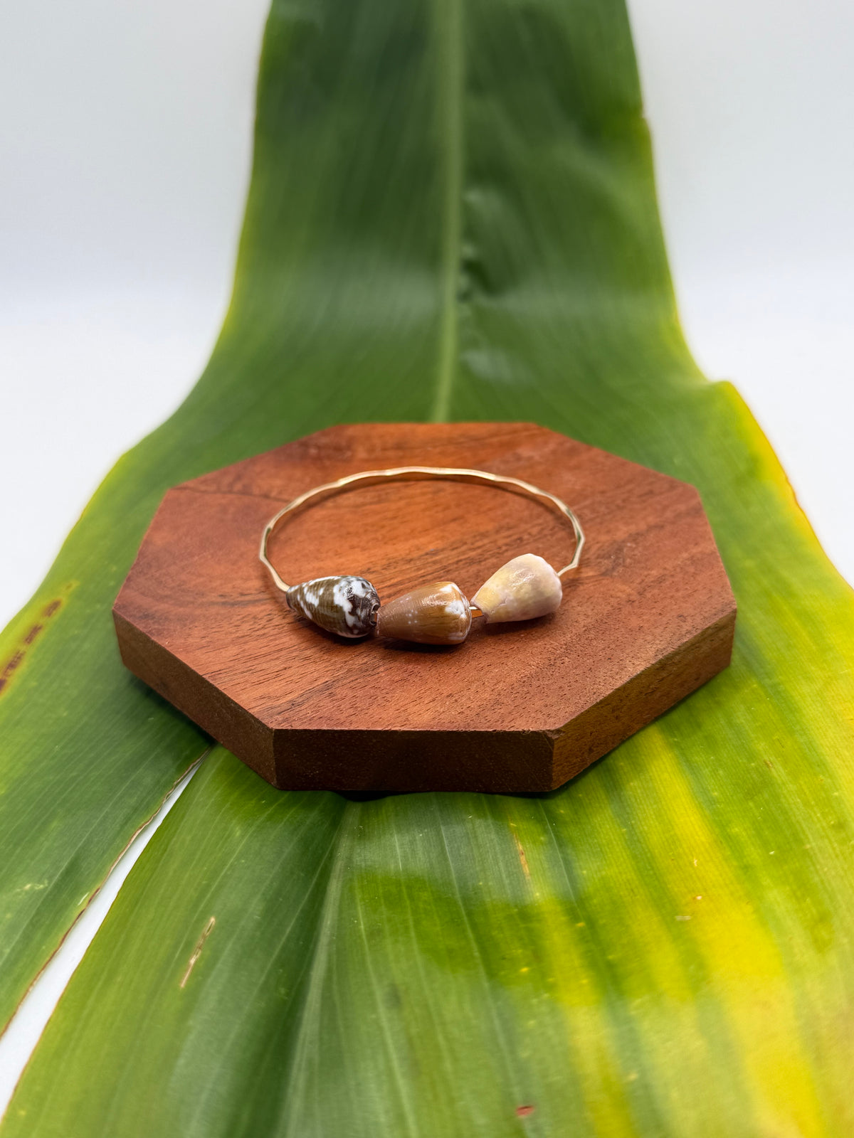 7” Triple Cone Shell Bangle Gold Filled