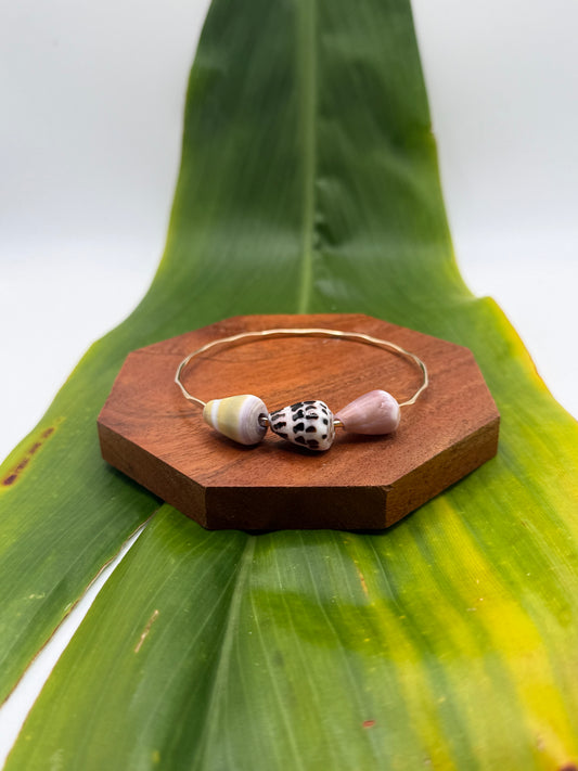 8.5” Triple Cone Shell Bangle Gold Filled