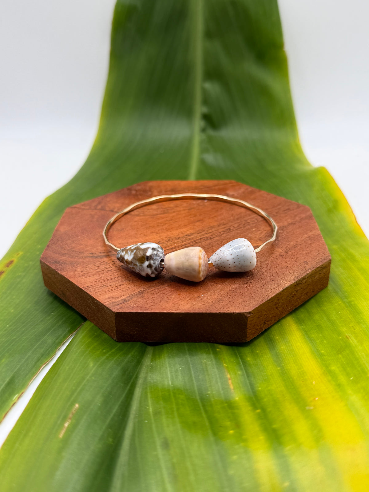 8” Triple Cone Shell Bangle Gold Filled