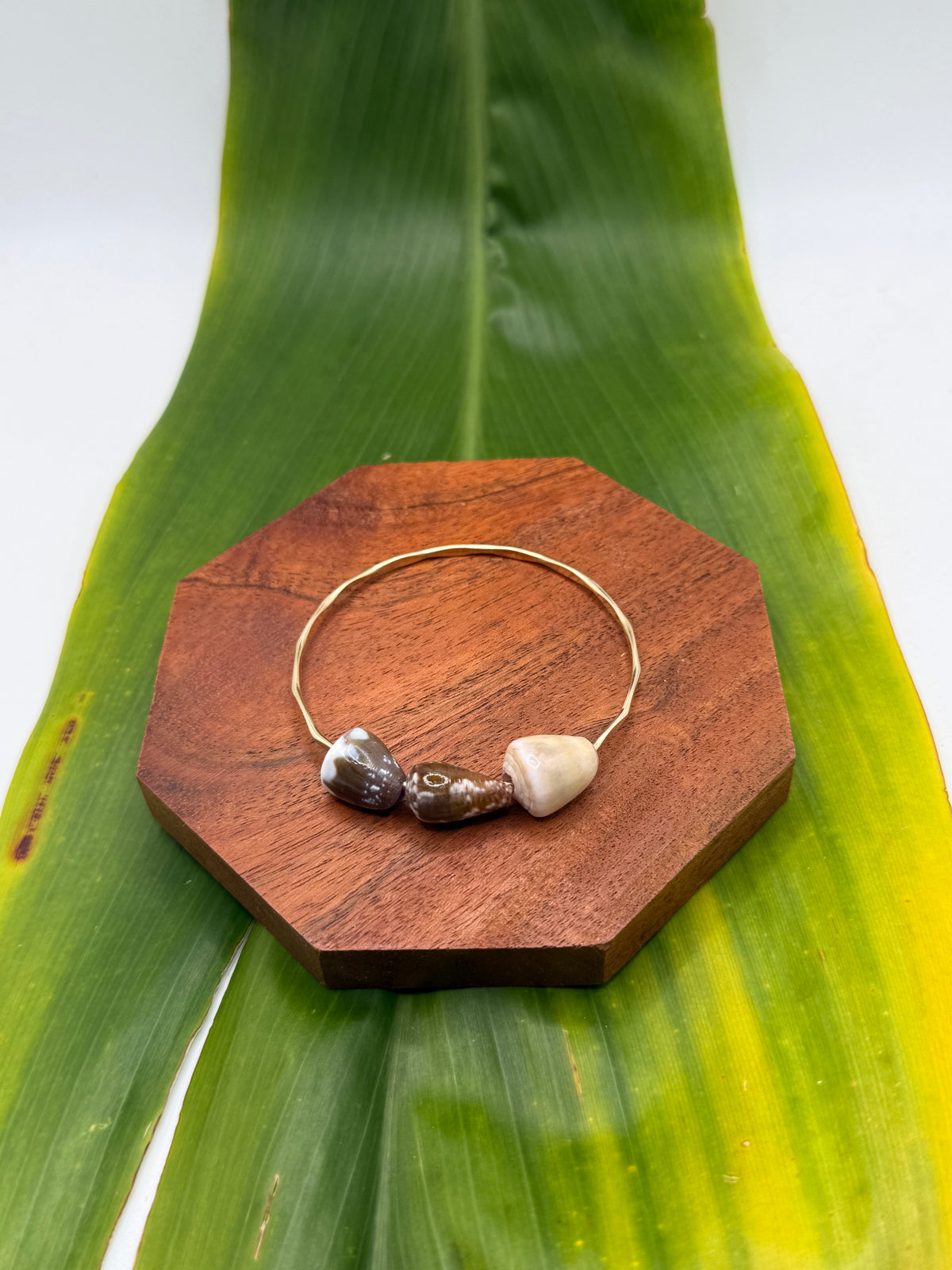 7” Triple Cone Shell Bangle Gold Filled