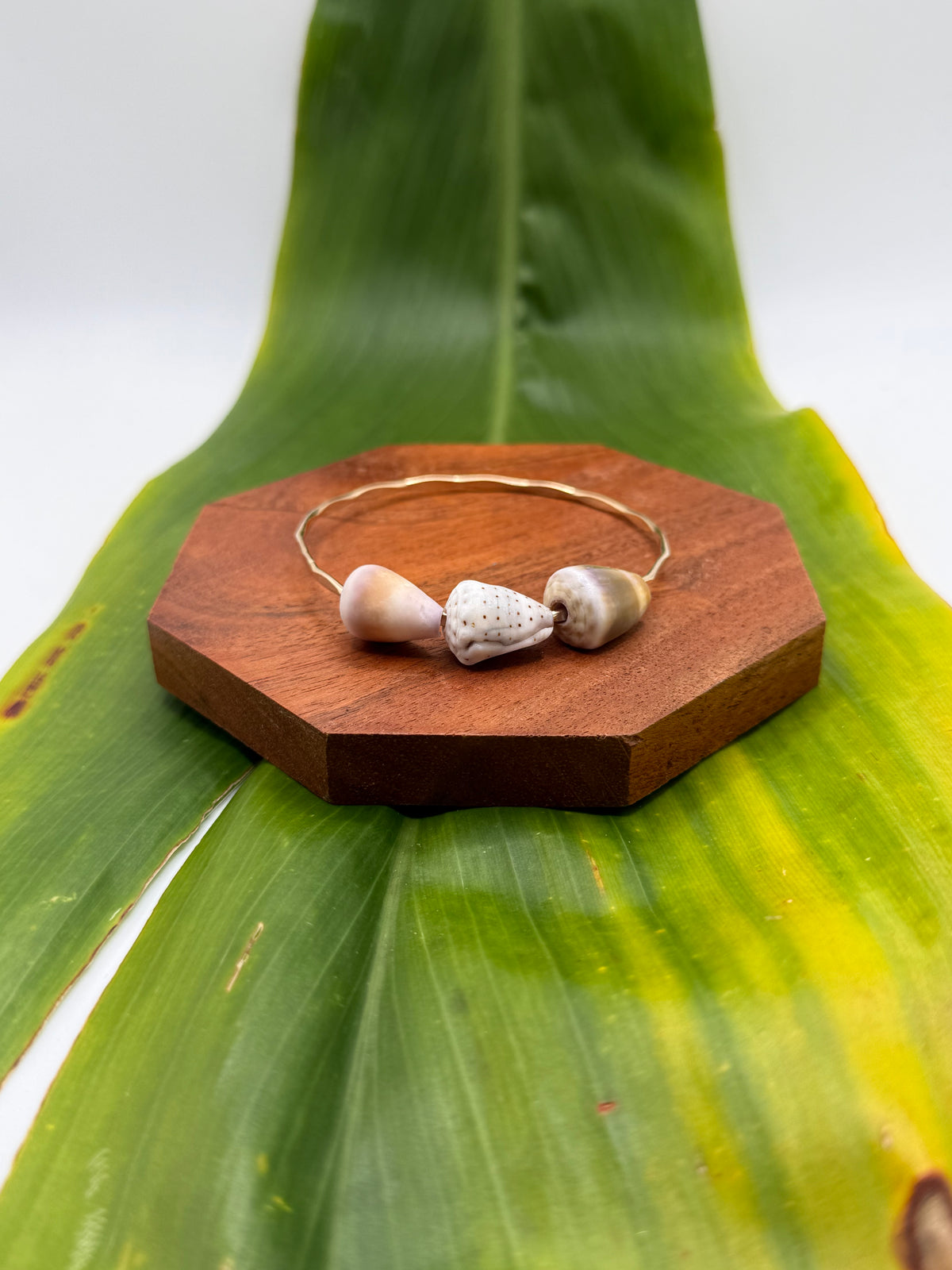7.5” Triple Cone Shell Bangle Gold Filled