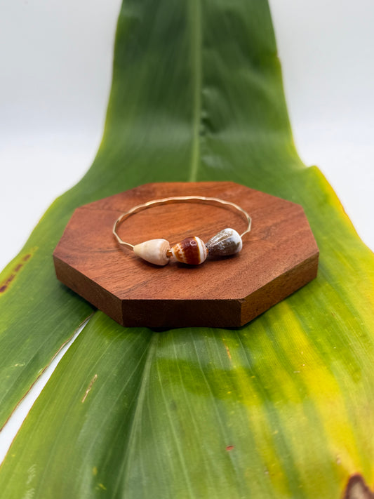 7” Triple Cone Shell Bangle Gold Filled