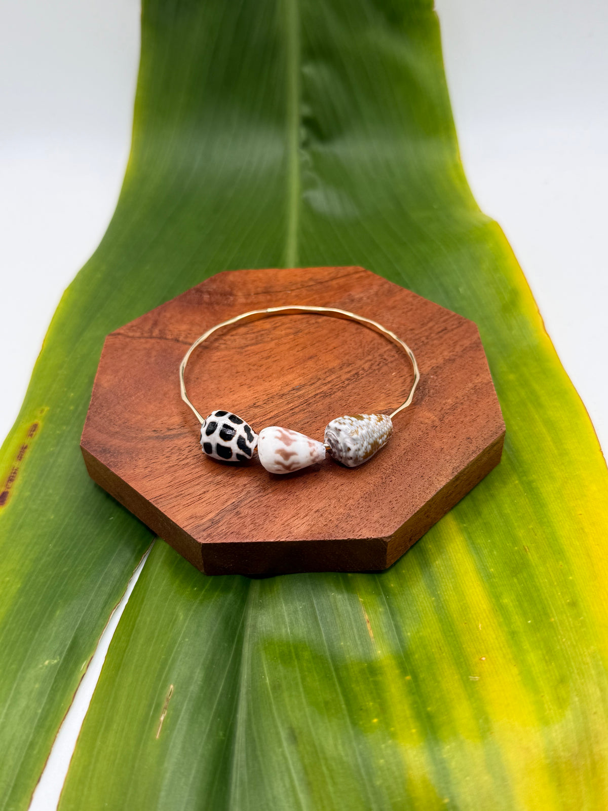 7.5” Triple Cone Shell Bangle Gold Filled