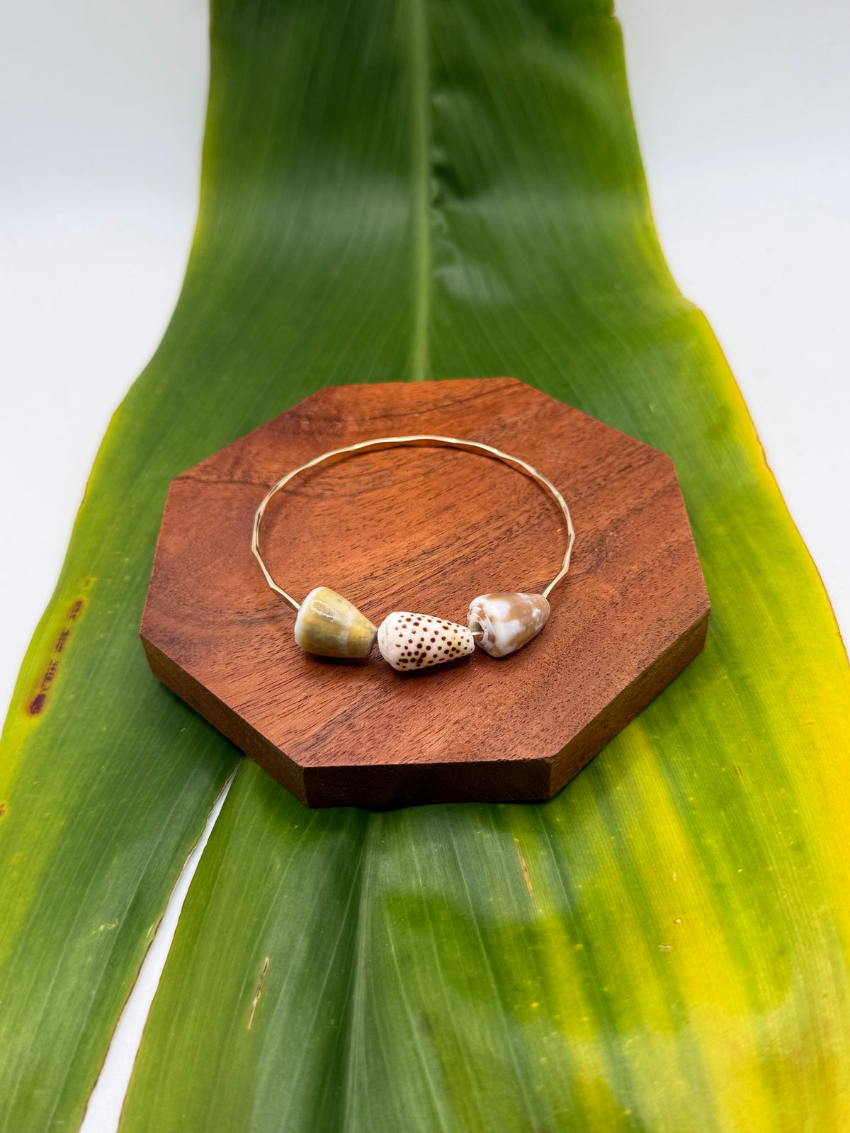 7.5” Triple Cone Shell Bangle Gold Filled