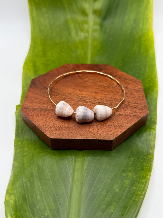 8" Trio Cone Shell Bangle Gold Filled