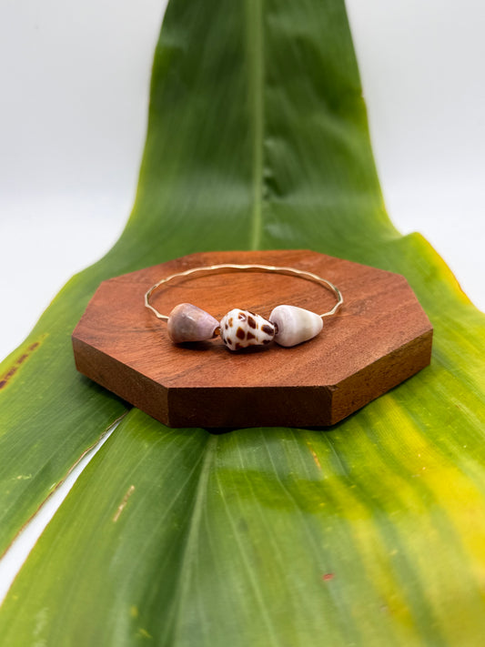 7.5” Triple Cone Shell Bangle Gold Filled