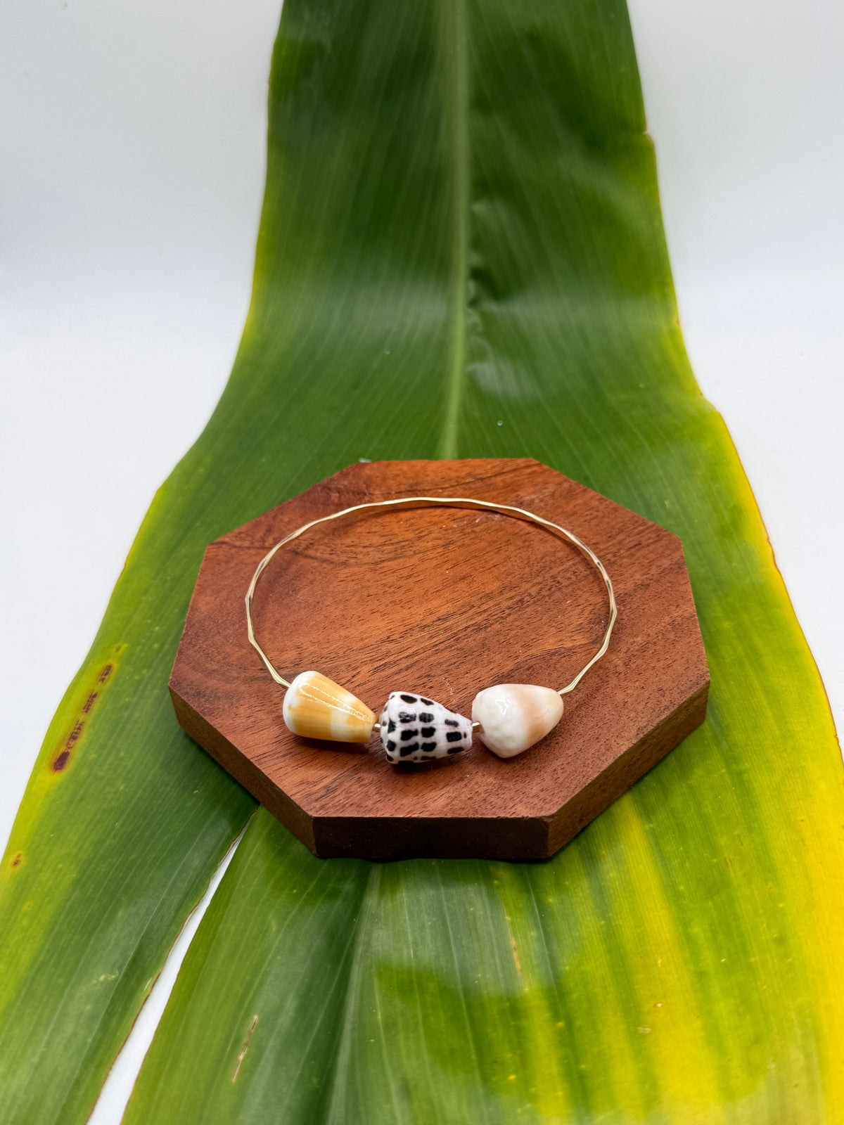9” Triple Cone Shell Bangle Gold Filled