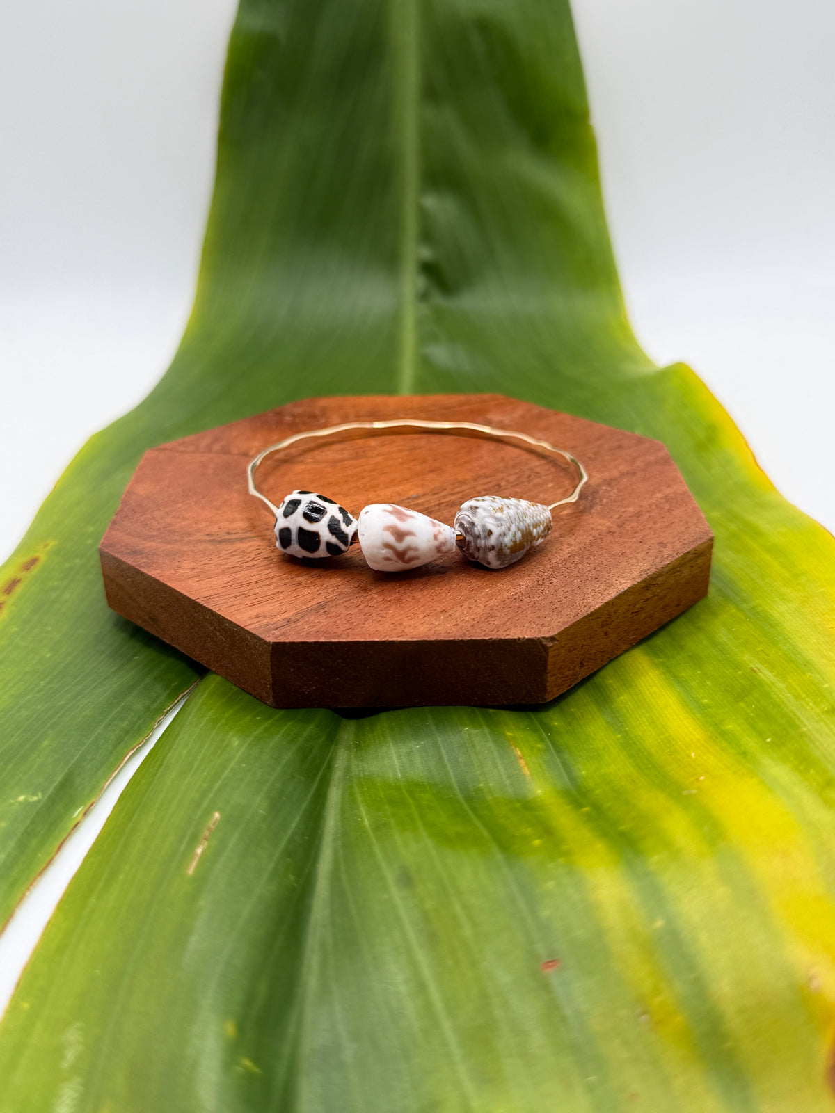 7.5” Triple Cone Shell Bangle Gold Filled